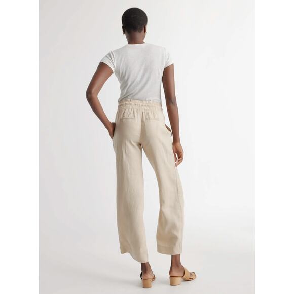 Quince 100% European Linen Wide Leg Pants Medium Tan Flax Pull On - Picture 6 of 12
